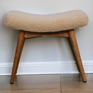 Artisan Furniture Solid Wood Boucle Cream Curved Bench