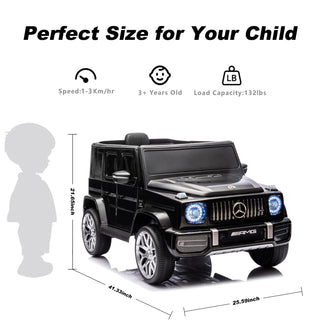 Licensed Mercedes Benz G63 Kids Ride On Car, 12V Electric Vehicle with Remote Control, Double Open Doors, Music, Bluetooth, Wheels Suspension, Battery Powered for Children Boy Girl (Black)