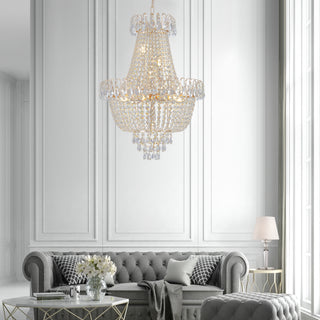 (Same as W1340P143189)Gold Crystal Chandeliers,Large Contemporary Luxury Ceiling Lighting for Living Room Dining Room Bedroom Hallway (Without Bulb)