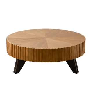 35.4 'Round Retro Coffee Table, Coffee Table Suitable For Coffee and Home Decor, Natural