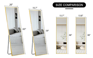 The 4rd generation aluminum alloy metal frame wall mounted full body mirror, bathroom makeup mirror, bedroom entrance, decorative mirror, quality upgrade, 48 "* 13.8"