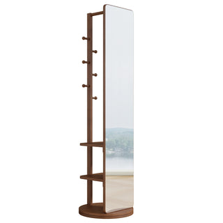 Full-body mirror, solid wood + rubber wood + glass, 19.6*68.8in(mirror width:15.7in) Large mirror for viewing the whole body, easy to dress and tidy up and place in the bedroom/living room (Walnut)