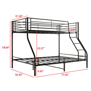 Heavy Duty Twin-Over-Full Metal Bunk Bed, Easy Assembly with Enhanced Upper-Level Guardrail, Black