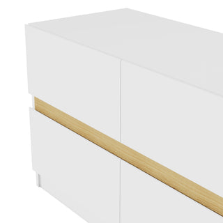 6 Drawer Dresser Long Dresser for Bedroom Wood Clothes Organizers and Wide Storage Drawers 16.34" D x 59.06" W x 23.03"H (White) - White Label