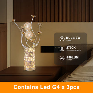 Aluminum Golden Rose Copper/Silver Wire Bud Flower Bud Table Lamp for Living Room, Nightstand Bedside Table Lamp for Bedroom, LED Lamp