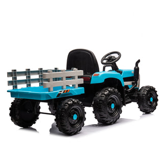 Ride on Tractor with Trailer,12V Battery Powered Electric Tractor Toy w/Remote Control,electric car for kids,Three speed adjustable,Power display, USB,MP3 ,Bluetooth,LED light,Two-point safety belt