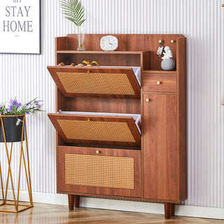 Modern minimalist storage cabinet, Japanese rattan shoe cabinet, bed top cabinet, small home furniture. Suitable for corridors and living rooms. GZ-DI-03