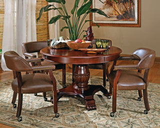 Tournament - Classy Arm Chair With Casters - Dark Brown