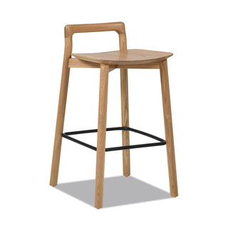 Sven 26.5" Modern Minimalist Low Back Wood Counter Stool, Natural Blonde Ash Wood