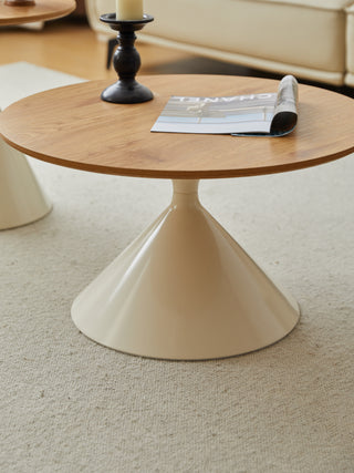 ROUND COFFEE TABLE WHITE+WOOD