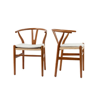 Wishbone Chairs for Dining Room,Soild Wood Weave Dining Chair,Armchair,Fully Assembled,Set of 2