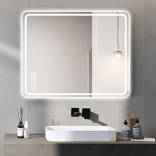 40x32 Inch LED Bathroom Mirror, Wall Mounted Vanity Mirror with Front Lights, Anti-Fog Frameless Makeup Mirror, Copper-Free Silver, Horizontal or Vertical Orientation