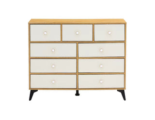 9-Drawer Cabinet Dresser, Wood MDF Boards, Wood Color Storage Unit