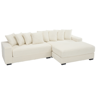 [NEW ARRIVED] [VIDEO PROVIDED] Oversized Two-Piece  Couches,  L Shaped Sofa, Corduroy, Right Chaise Daybed,with Armrests,Eight Throw Pillows,Corner Sofa,Easy To Assemble, Beige