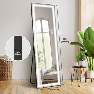 LED Mirror Full Length Mirror with Lights Wide Standing Tall Full Size Mirror for Bedroom Giant Full Body Mirror Large Floor Mirror with Lights Stand Up Dressing Big Lighted Mirror