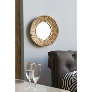 18.5" Transitional Beaded Sunburst Mirror, Round Accent Wall Mirror for Living Room, Entryway, Bathroom, Office, Foyer