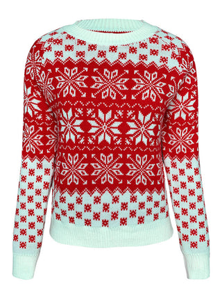 Snowflake Round Neck Long Sleeve Sweater