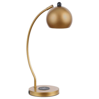 Gold Dome Shade Table Lamp with Curved Neck