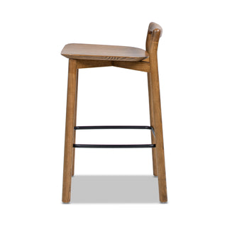 Sven 26.5" Modern Minimalist Low Back Wood Counter Stool, Dark Brown Walnut