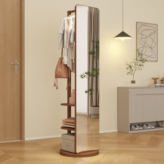 Full-body mirror, solid wood + rubber wood + glass, 19.6*68.8in(mirror width:15.7in) Large mirror for viewing the whole body, easy to dress and tidy up and place in the bedroom/living room (Walnut)