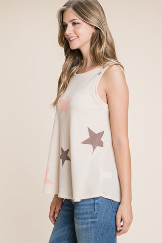 Bombom Star Print Round Neck Tank for Women