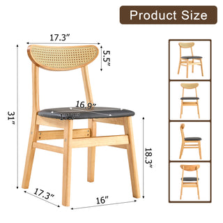 4 The stylish and durable solid wood dining chair, small curved back, PU cushion, and beautiful shape match perfectly with any room and everyday use