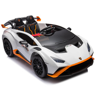 Lamborghini Huracan Sto 24V Kids Electric Ride-On Drift Car: Speeds 1.86-5.59 MPH, Ages 3-8, Foam Front Wheels, 360° Spin, LED Lights, Dynamic Music, Early Learning, USB Port, Drift Feature