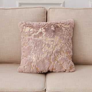 Luxury Chinchilla Faux Fur Gilded Dust Pink Pillow (20 In. x 20 In.)