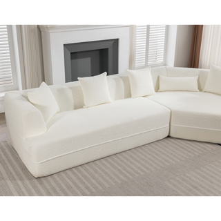 [VIDEO PROVIDED][ New And Upgraded Extended Edition]Modular sofa , modern minimalist style sofa,  upholstered ,  free combination, round fiber fabric, anti-wrinkle fabric,Dimension exten, creamy-white