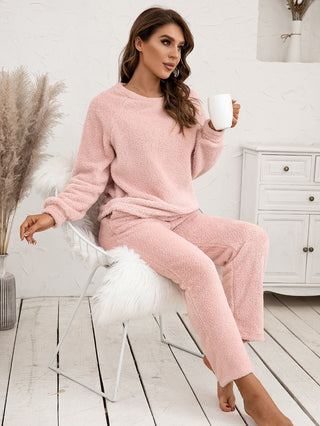 Ivy Lane Teddy Long Sleeve Top and Pants Lounge Set