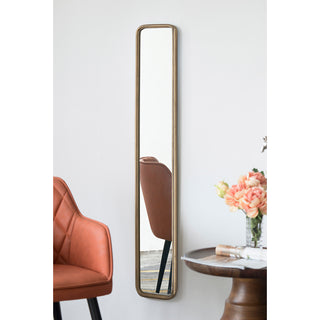 47" x 8" Full Length Mirror with Antique Gold Metal Frame, Long Mirror for Hallway Living Room Bedroom Bathroom