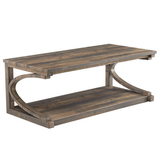 Unique Solid Wood Coffee Table – 48" Modern Center Table with Storage, Special Shape Design for Living Room, Kitchen, and Apartment Dining