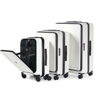 Luggage,with front opening,TSA approved lock,hardshell suitcase,White