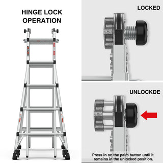 22ft Aluminum Multi-Position Ladder with Wheels, 300 lbs Weight Rating