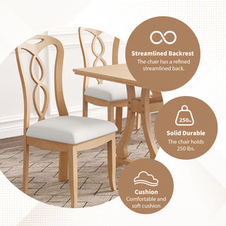 TOPMAX Retro 6-Piece Trestle Dining Table Set – Upholstered Dining Chairs & Dining Bench, Smooth Backs for Dining Room, Living Room, Kitchen, Natural Finish