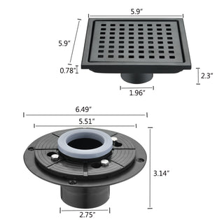 6 Inch Square Shower Floor Drain