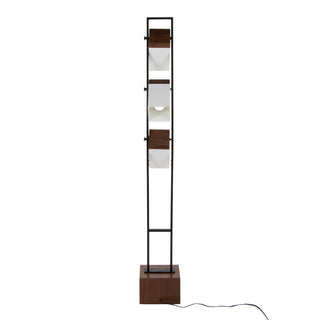 Bento 67.5" Contemporary Metal Floor Lamp in Black Metal and Walnut Wood with White Shade by LumiSource