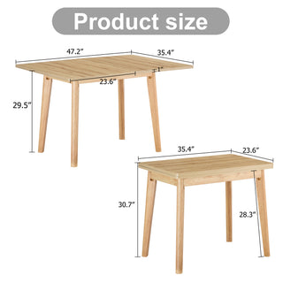 Wooden foldable table, rubber wood leg MFC tabletop, foldable computer desk, foldable office desk, suitable for restaurants, living rooms, terraces, kitchens