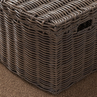 Joseph Rectangular Curve Resin Woven Wicker Trunk with Handles - 24" x 14" x 15" - Chocolate Brown - For Clothes, Towels, Toys, Magazine Storage and Home Decoration