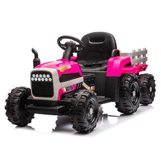 Tractor2.0 Ride-On Kids Toy with Trailer, 24v Electric, 200w Dual Motor, 1.86-4.97 mph, Remote Control, 3-Speed, usb, mp3, Bluetooth, Led Lights, Safety Belt