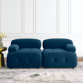 Modular Sectional Sofa, Button Tufted Designed and DIY Combination,L Shaped Couch with Reversible Ottoman, Navy Velvet