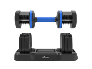 Adjustable Dumbbell - 55lb Single Dumbbell with Anti-Slip Handle, Fast Adjust Weight by Turning Handle with Tray, Exercise Fitness Dumbbell Suitable for Full Body Workout