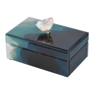 8.5x5x5in Bethany Aqua Jewelry Box, Stackable Decorative Storage with Lids, Luxurious