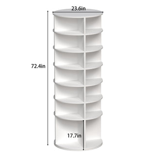 Rotating Shoe Rack Tower – 7-Tier Spinning Shoe Organizer, 360° Revolving Free Standing Shoe Storage, High Bottom Design, Fits 28 Pairs (7-Tier White)