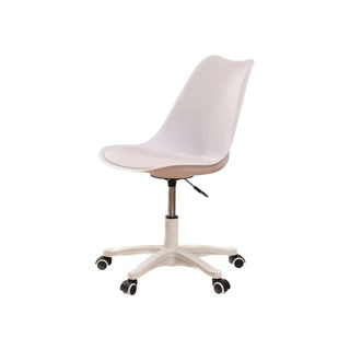 Armless Office Chair - Ergonomic Small Computer Desk Chair with Wheels, Adjustable Rolling Swivel Task Chair for Small Spaces (White)