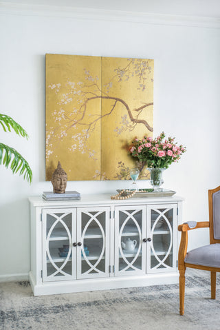 Set of 2 Cherry Blossom Wall Art Panels, Wall Decor for Living Room Dining Room Office Bedroom, 21.5" x 47"