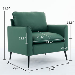 TS Cat paw leather upholstered sofa 1PC Green,Nordic retro light luxury living room balcony bedroom single casual sofa chair