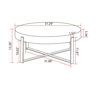 31.29"Modern Retro Splicing Round Coffee Table,Fir Wood Table Top with Gold Cross Legs Base(Same SKU:W757102843)