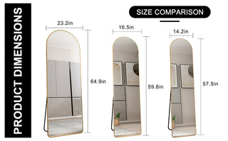 The 3rd generation aluminum alloy metal frame arched floor mounted wall mirror, upgraded in quality, bathroom makeup mirror, bedroom entrance, clothing store, gold 65 "* 23 "W1151121956