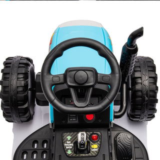 Ride on Tractor with Trailer,12V Battery Powered Electric Tractor Toy w/Remote Control,electric car for kids,Three speed adjustable,Power display, USB,MP3 ,Bluetooth,LED light,Two-point safety belt